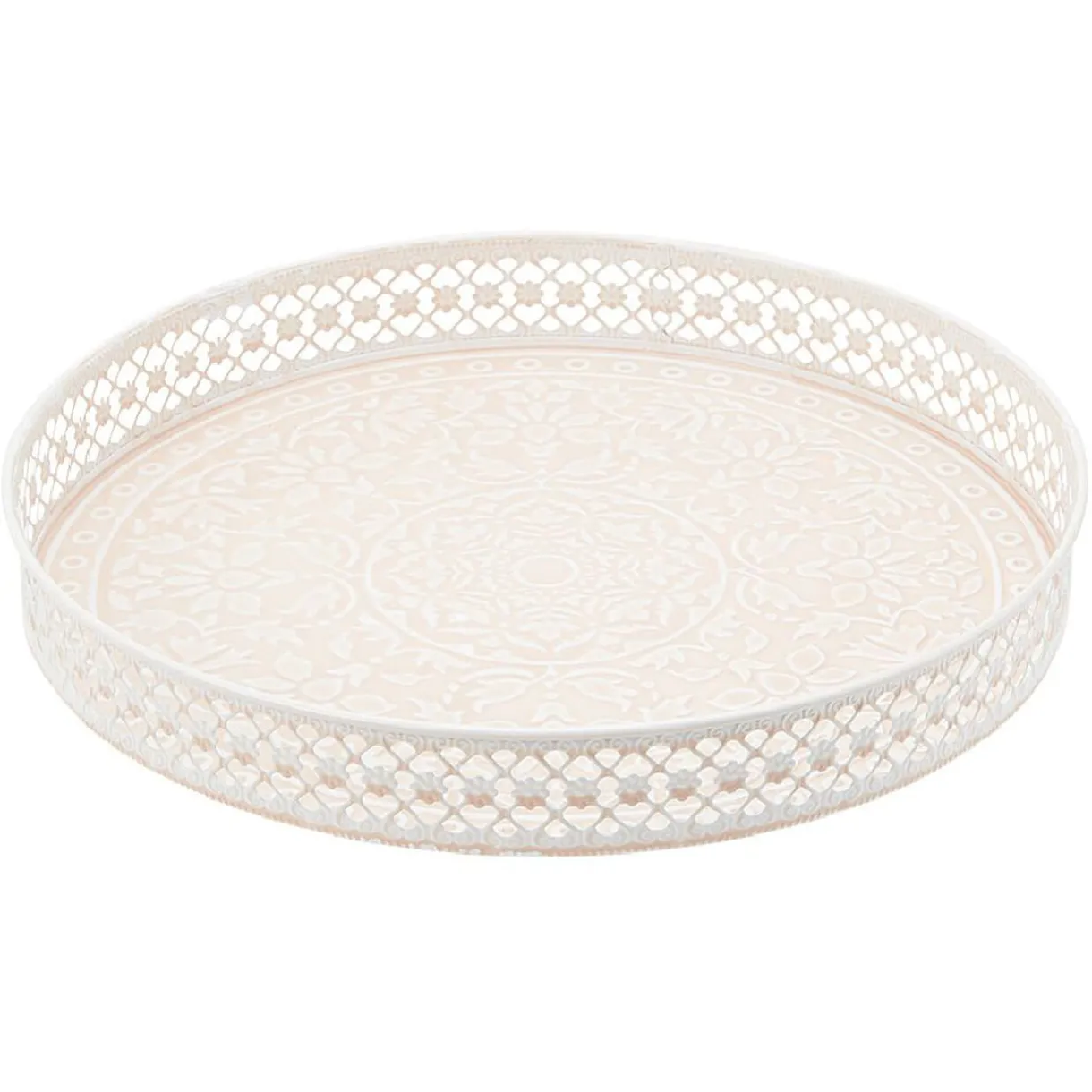 Gifi Plateau rond métal motif mandala rose gris ou vert