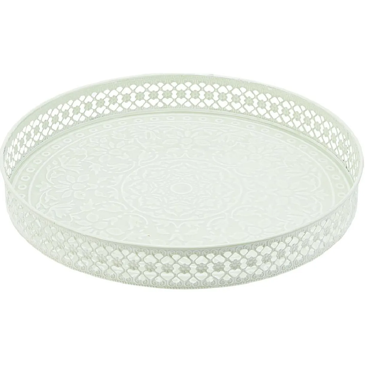 Gifi Plateau rond métal motif mandala rose gris ou vert