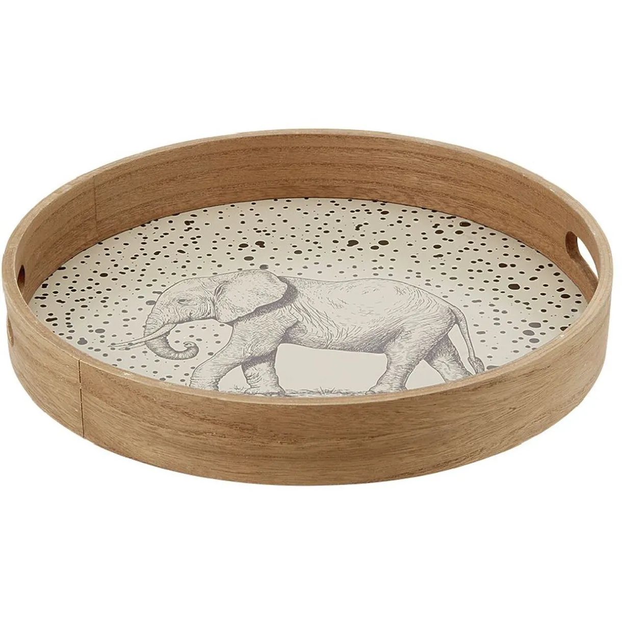 Gifi Plateau rond naturel motif éléphant