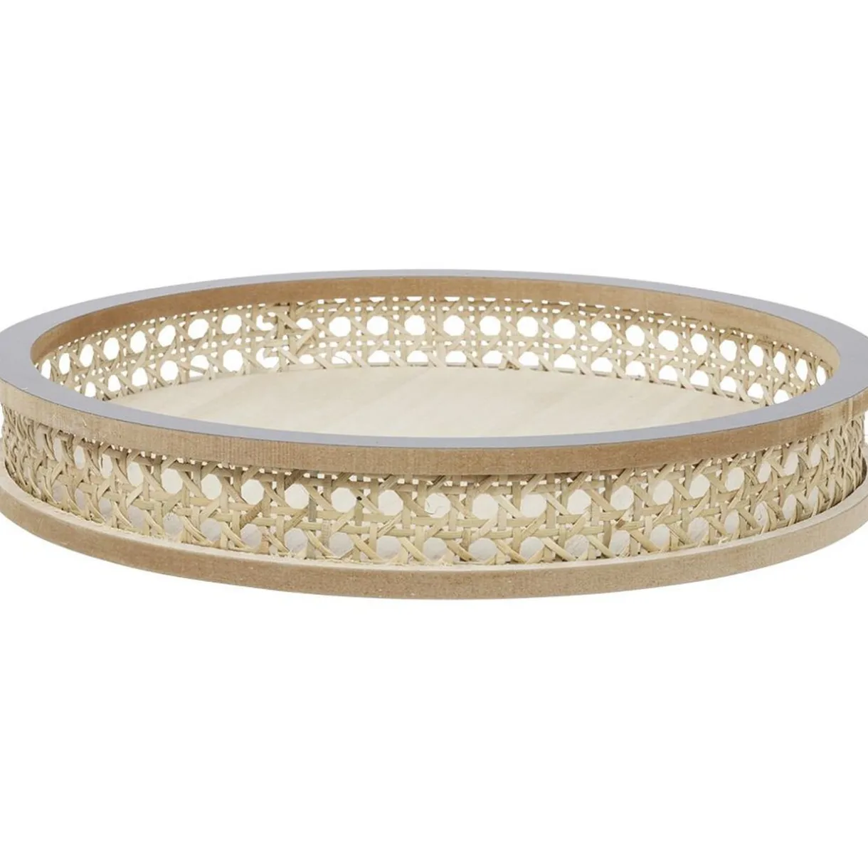 Gifi Plateau rond rotin et osier Ø30cm naturel et gris
