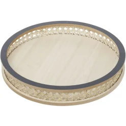 Gifi Plateau rond rotin et osier Ø30cm naturel et gris
