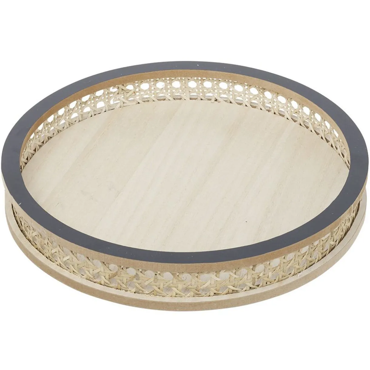 Gifi Plateau rond rotin et osier Ø30cm naturel et gris