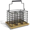 Gifi Porte couverts fer noir et bois marron 17,5x14x12cm Hot