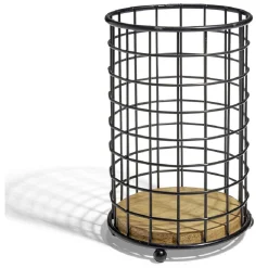 Gifi Porte ustensiles bambou et métal noir Ø11,3xH17cm New
