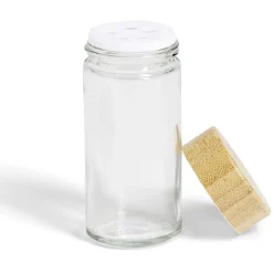 Gifi Pot à épice en verre et couvercle bambou Ø4,7xH9,8cm New