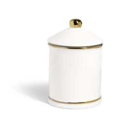 Gifi Pot céramique avec couvercle en blanc et bord doré Ø11,5xH17,5cm New