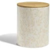 Gifi Pot de conservation 1,6L grès motif feuillage couvercle bambou Ø12xH14,5cm Outlet