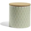 Gifi Pot de conservation 500ml grès motifs arrondis couvercle bambou Ø10xH10cm Clearance