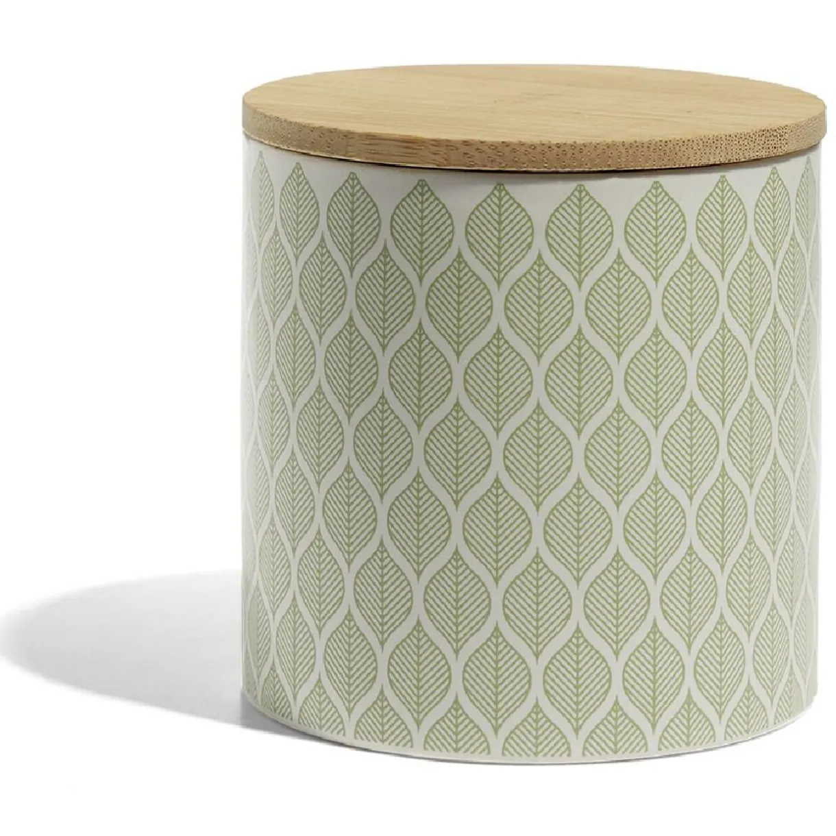 Gifi Pot de conservation 500ml grès motifs arrondis couvercle bambou Ø10xH10cm Clearance