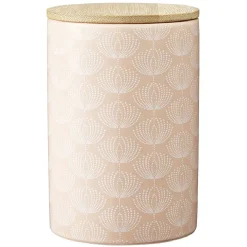 Gifi Pot en céramique à motif rose avec couvercle en bois H14 cm Outlet