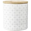 Gifi Pot en céramique blanc à motif gris avec couvercle en bois H10,5 cm Sale