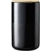 Gifi Pot en céramique noir avec couvercle en bois H16,5 cm Discount