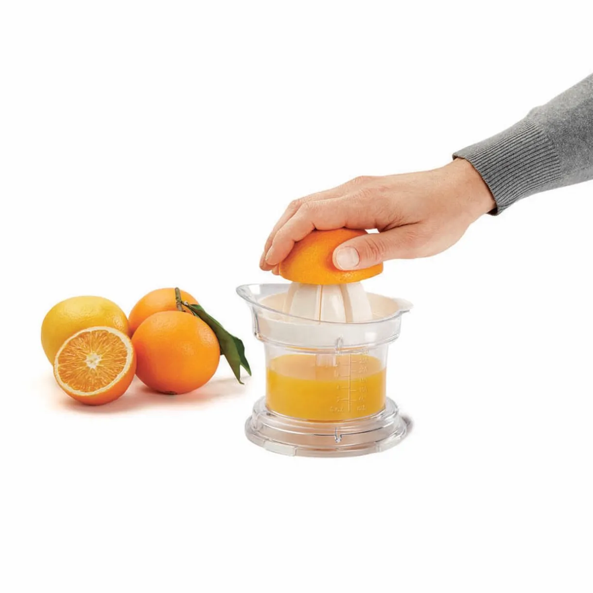 Gifi Presse agrumes Metaltex transparent couvercle blanc 2 cônes