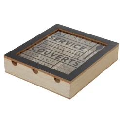 Gifi Range couvert mdf naturel couvercle transparent imprimé noir Best