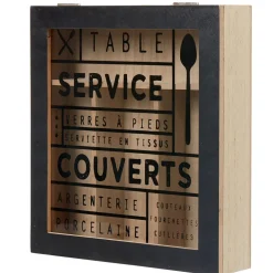Gifi Range couvert mdf naturel couvercle transparent imprimé noir Best