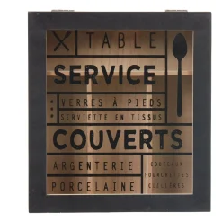 Gifi Range couvert mdf naturel couvercle transparent imprimé noir Best