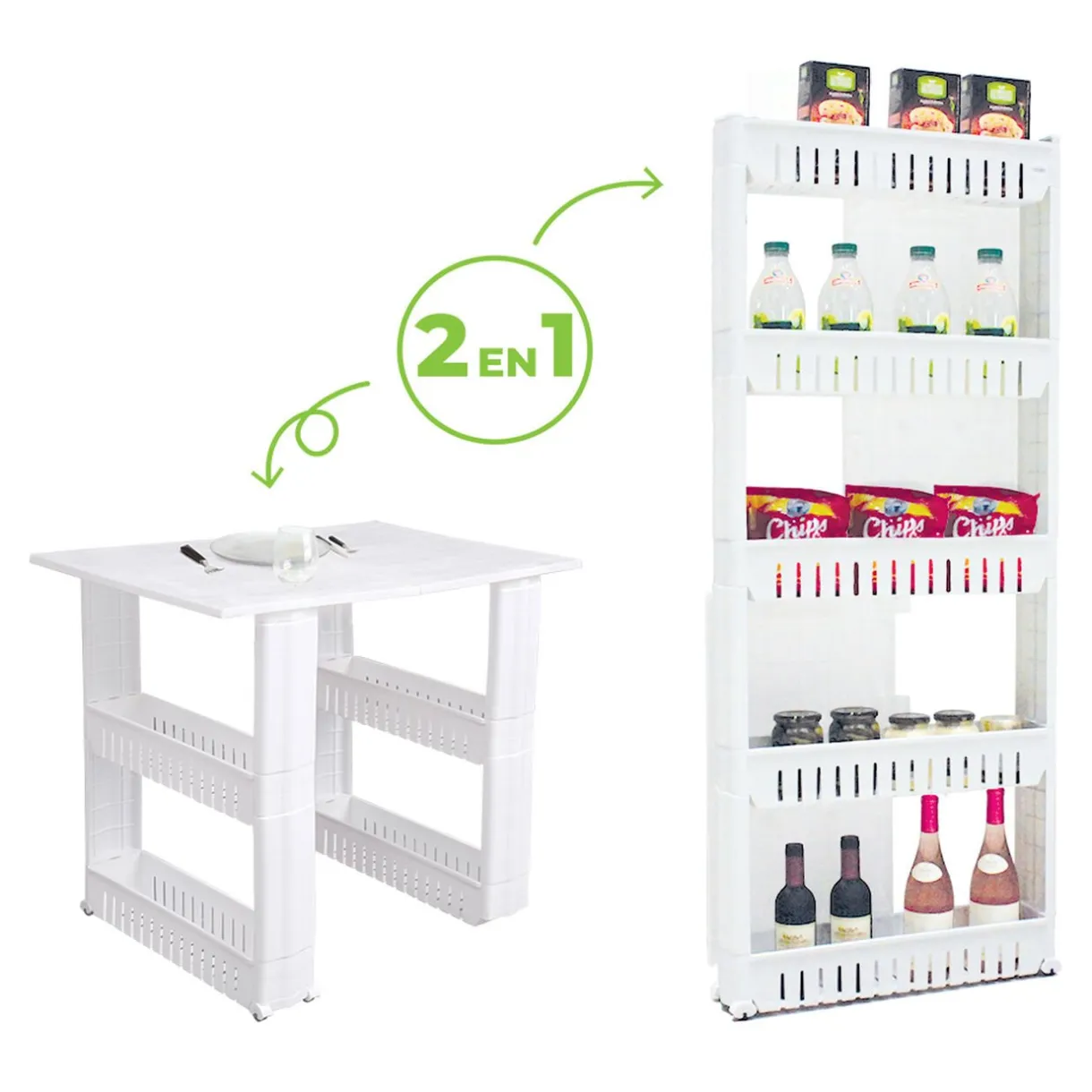 Gifi Resserre 2en1 avec fonction table blanc Hot
