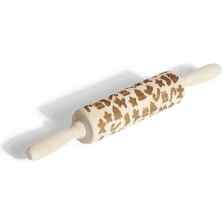 Gifi Rouleau à pâtisserie en bois gravé décor Noël Ø5x35cm Online