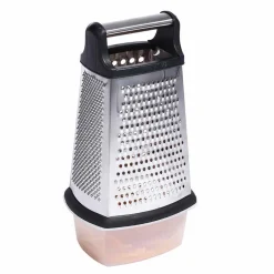 Gifi Râpe inox 4 faces avec récipient noir gris Online