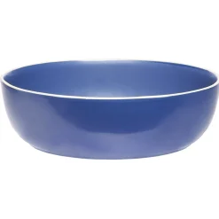 Gifi Saladier en faïence bleu avec liseré blanc