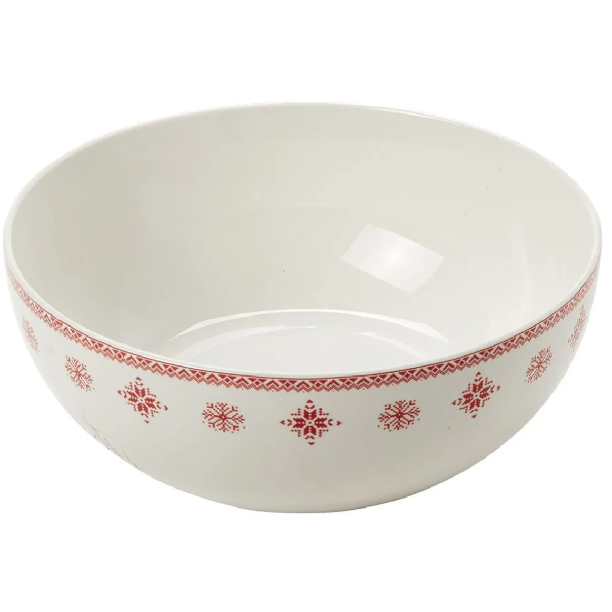 Gifi Saladier en porcelaine blanche motif Noël flocons rouges