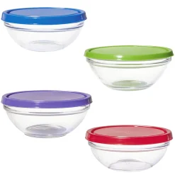 Gifi Saladier en verre x4 avec couvercle