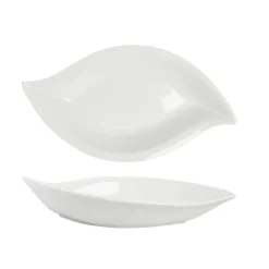 Gifi Saladier forme feuille porcelaine uni blanc Hot