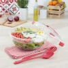 Gifi Saladier fraîcheur multicompartiments transparent et rouge Outlet