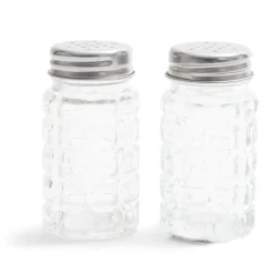 Gifi Salière et poivrière de table en verre et inox 50ml Discount