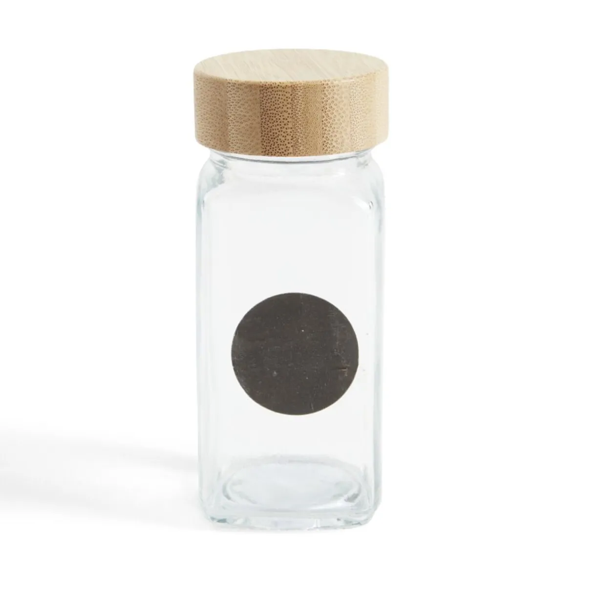 Gifi Salière/poivrière en verre et bambou 4,5x4,5xH10,5cm