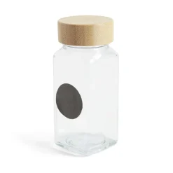 Gifi Salière/poivrière en verre et bambou 4,5x4,5xH10,5cm