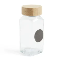 Gifi Salière/poivrière en verre et bambou 4,5x4,5xH10,5cm