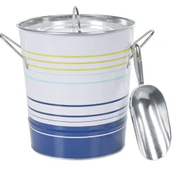 Gifi Seau à glaçons blanc rayure bleu jaune