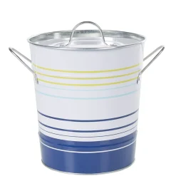 Gifi Seau à glaçons blanc rayure bleu jaune