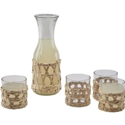 Gifi Service à boisson verre osier tressé naturel Discount