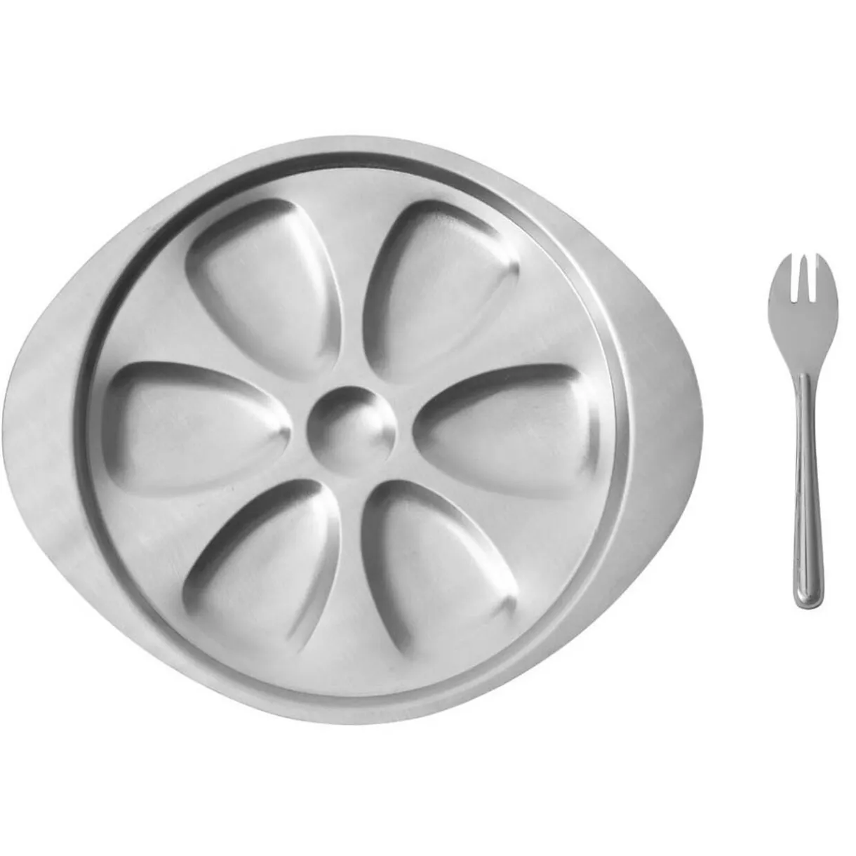 Gifi Service à huîtres argenté inox 6 plats 6 fourchettes Clearance
