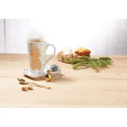Gifi Service à thé tasse ananas doré plateau et infuseur Outlet