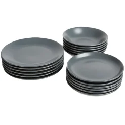 Gifi Service à vaisselle gris en faïence 18 pièces