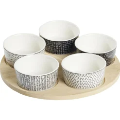 Gifi Service apéritif 5 coupelles avec plateau en bambou