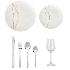 Gifi Service de table motif doré argenté pour 6 personnes Clearance