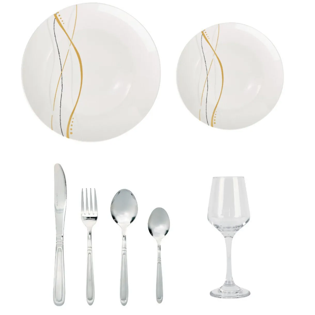 Gifi Service de table motif doré argenté pour 6 personnes Clearance