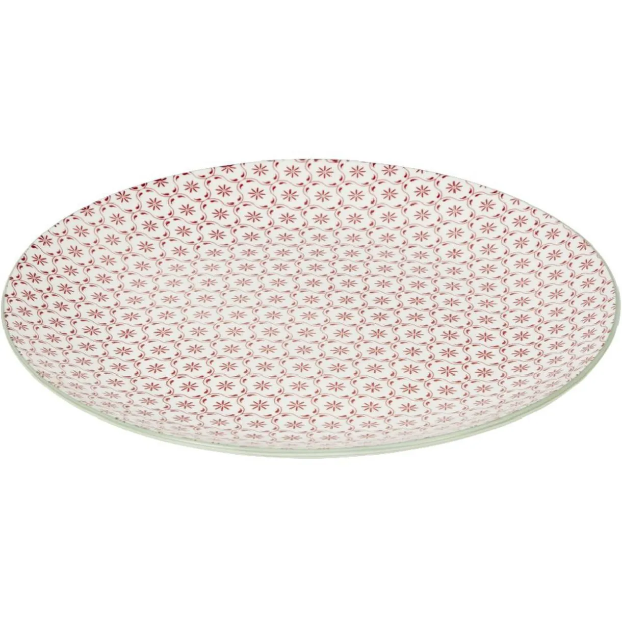 Gifi Service en porcelaine 18 pièces motif graphique beige et rouge