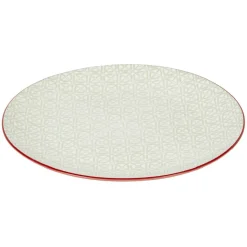 Gifi Service en porcelaine 18 pièces motif graphique beige et rouge