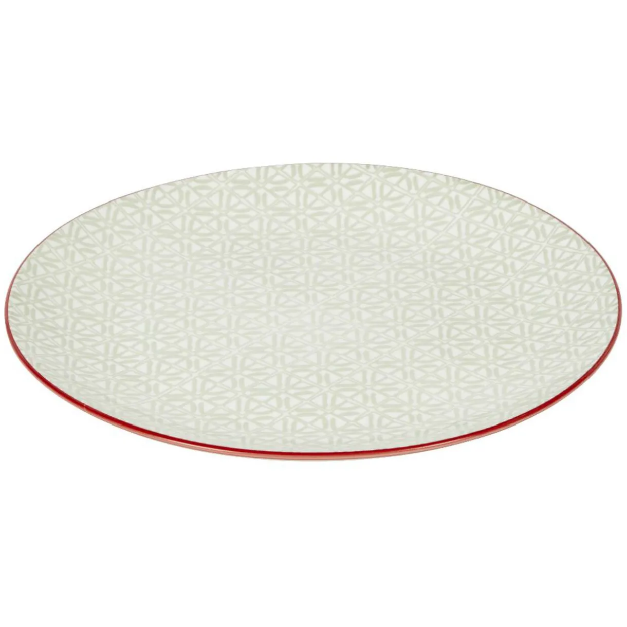 Gifi Service en porcelaine 18 pièces motif graphique beige et rouge