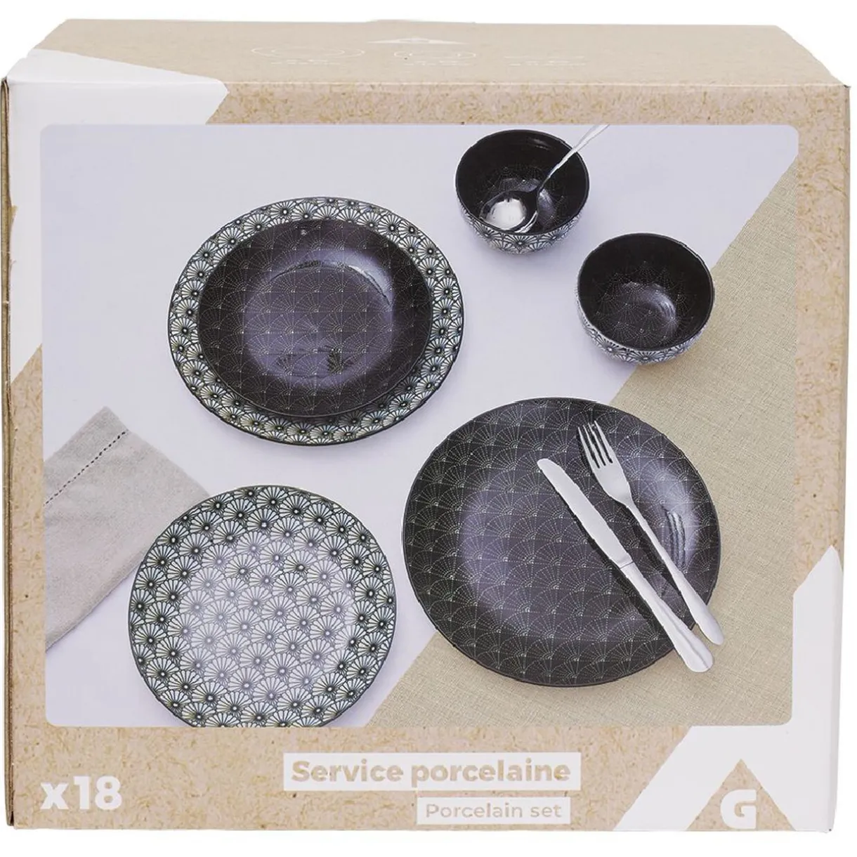 Gifi Service en porcelaine motif noir et blanc 18 pièces Clearance