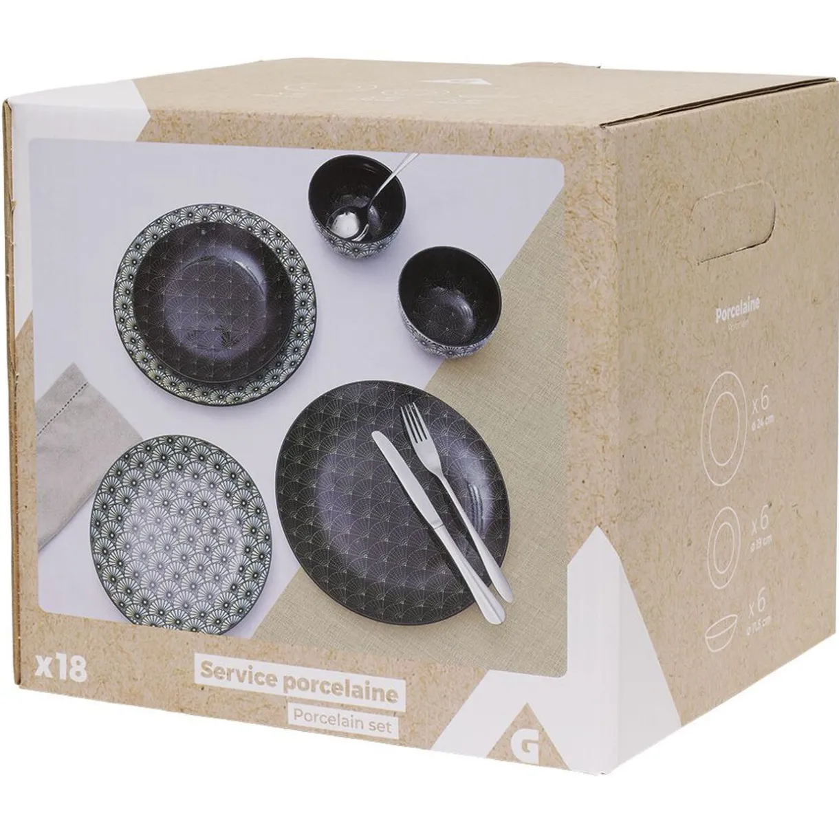 Gifi Service en porcelaine motif noir et blanc 18 pièces Clearance