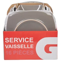 Gifi Service vaisselle 16 pièces gris Outlet
