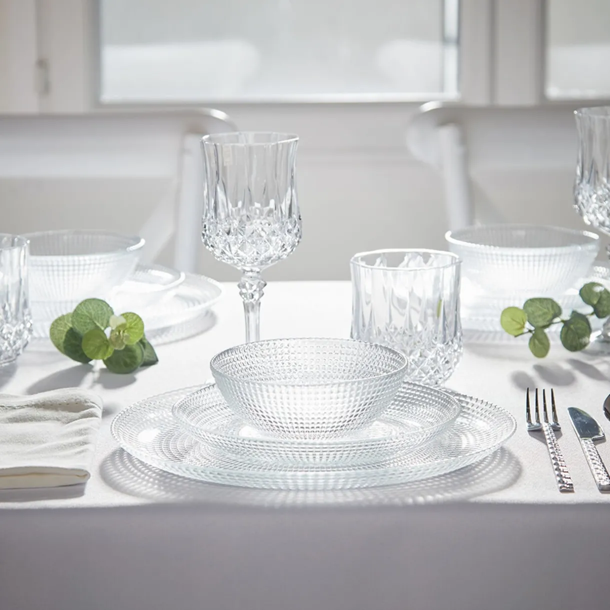 Gifi Service vaisselle en verre transparent