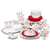 Gifi Service vaisselle porcelaine rouge et blanc à pois New