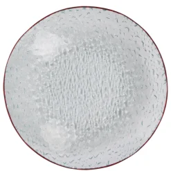 Gifi Service vaisselle rond en verre rouge transparent 18 pièces